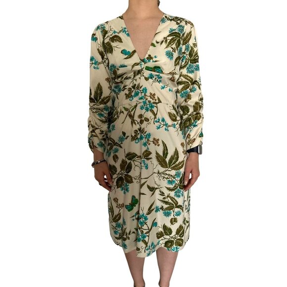 Vtg Shannon Mclean Silk dresses butterflies 3/4 sleeves pulled v-neck lined Size - Picture 2 of 14